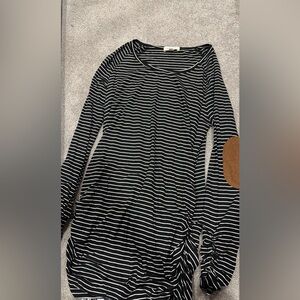Striped Long Sleeve Top with Elbow Patches